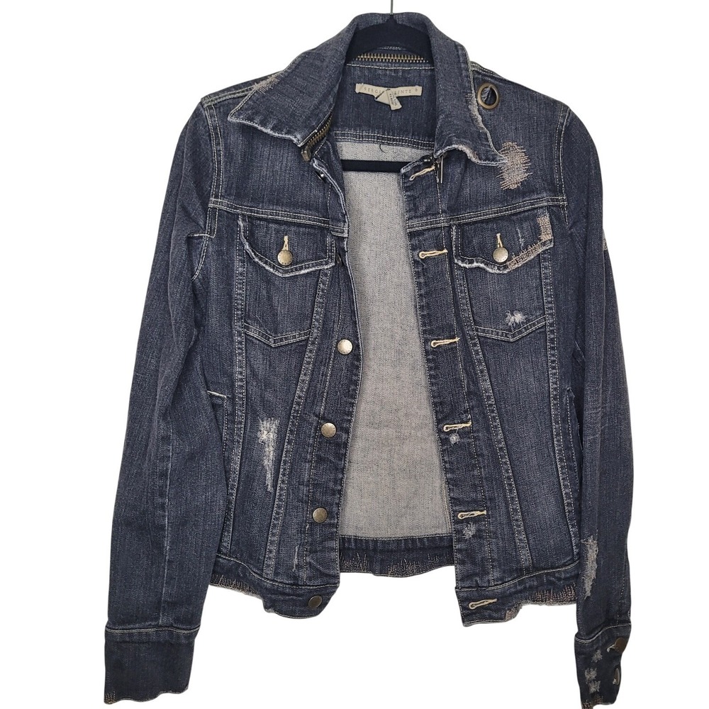 Sergio Valente Jean Jacket Women's Sz M Distressed Unique Zippers Pockets Retro